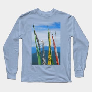 Prayer Flags on the Road in Bhutan Long Sleeve T-Shirt